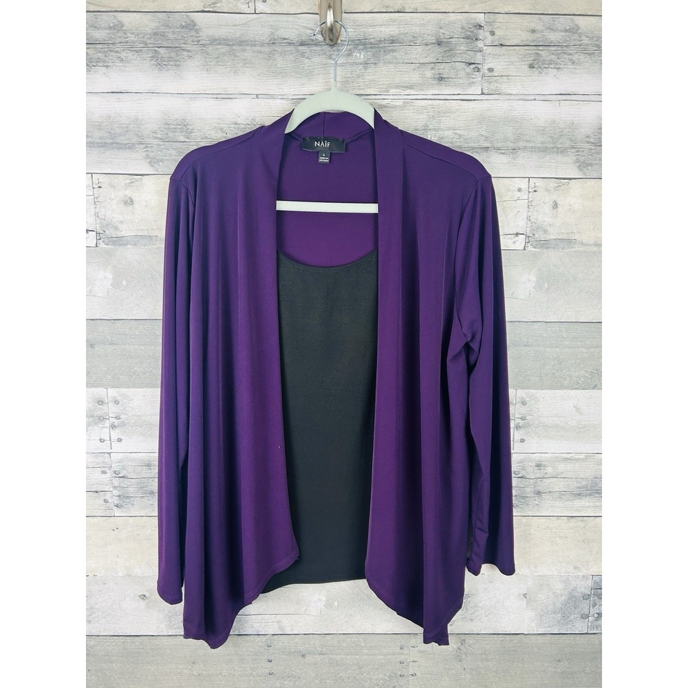 NAIF Womene Large Cardigan With Built In Cami